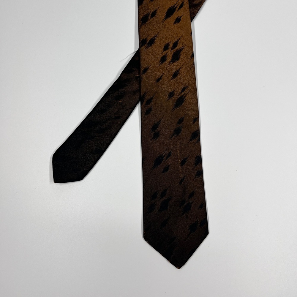 Liebert Brown Silk Tie Abstract Pattern Vintage Mens OS